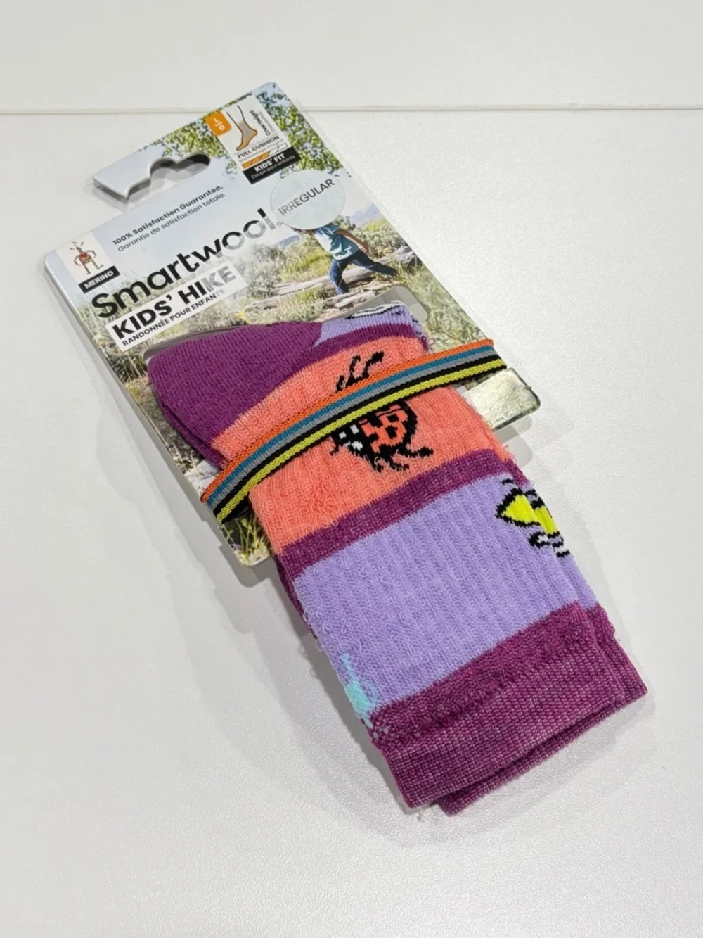 SmartWool Boys Girls Kids Large Garden Bugs Full-Cushion Hiking Socks Purple NWT